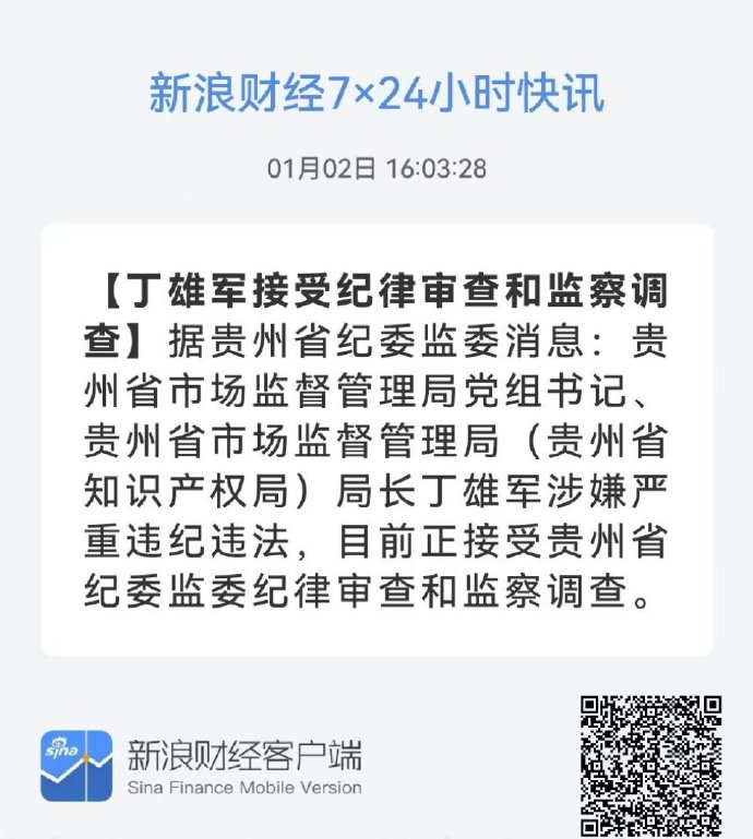 贵州茅台原董事长丁雄军涉嫌严重违纪违法接受审查调查