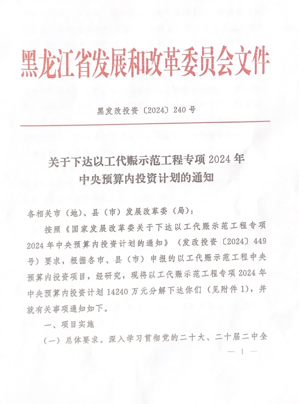 国家发展改革委新增下达100亿元以工代赈中央投资