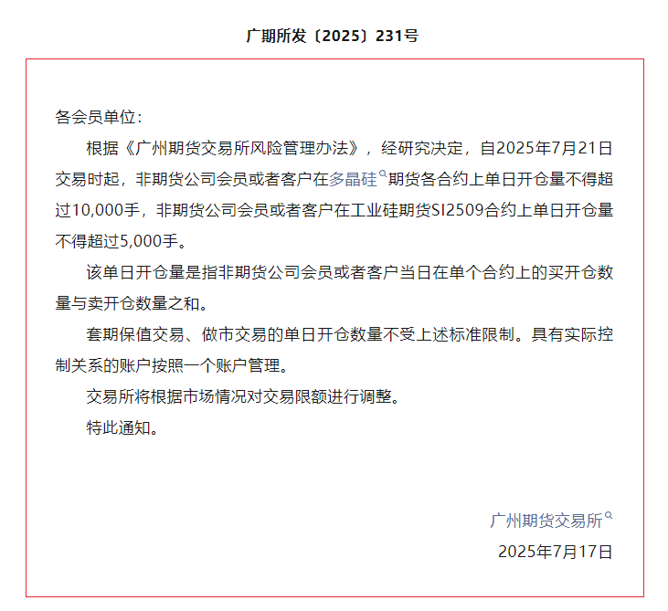 广期所持续强化市场监管 维护市场平稳运行